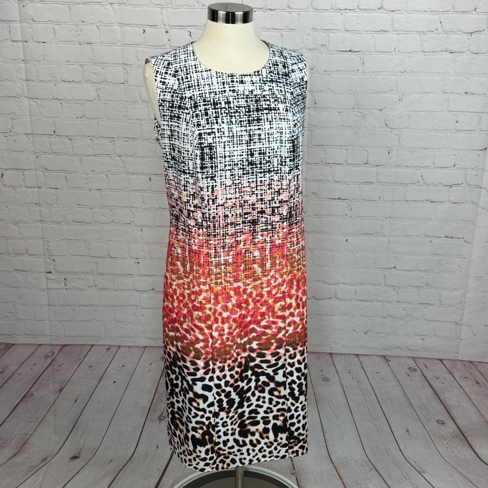 Jessica London Multicolor Sleeveless Lined Sheath Midi Dress 14W